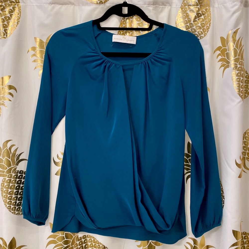 Teal Cross over Blouse XS